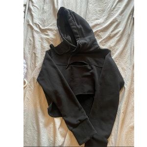 Black gym shark crop hoodie